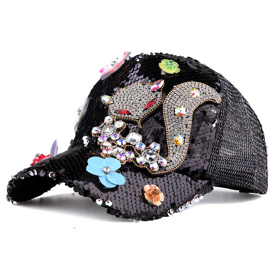 Fox Sequins Crystal Cap