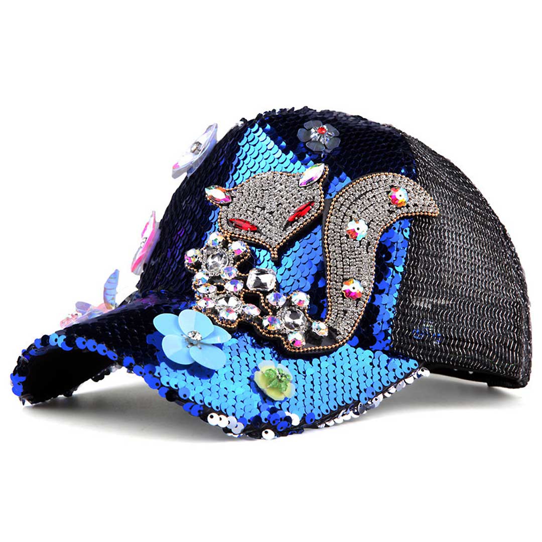 Fox Sequins Crystal Cap