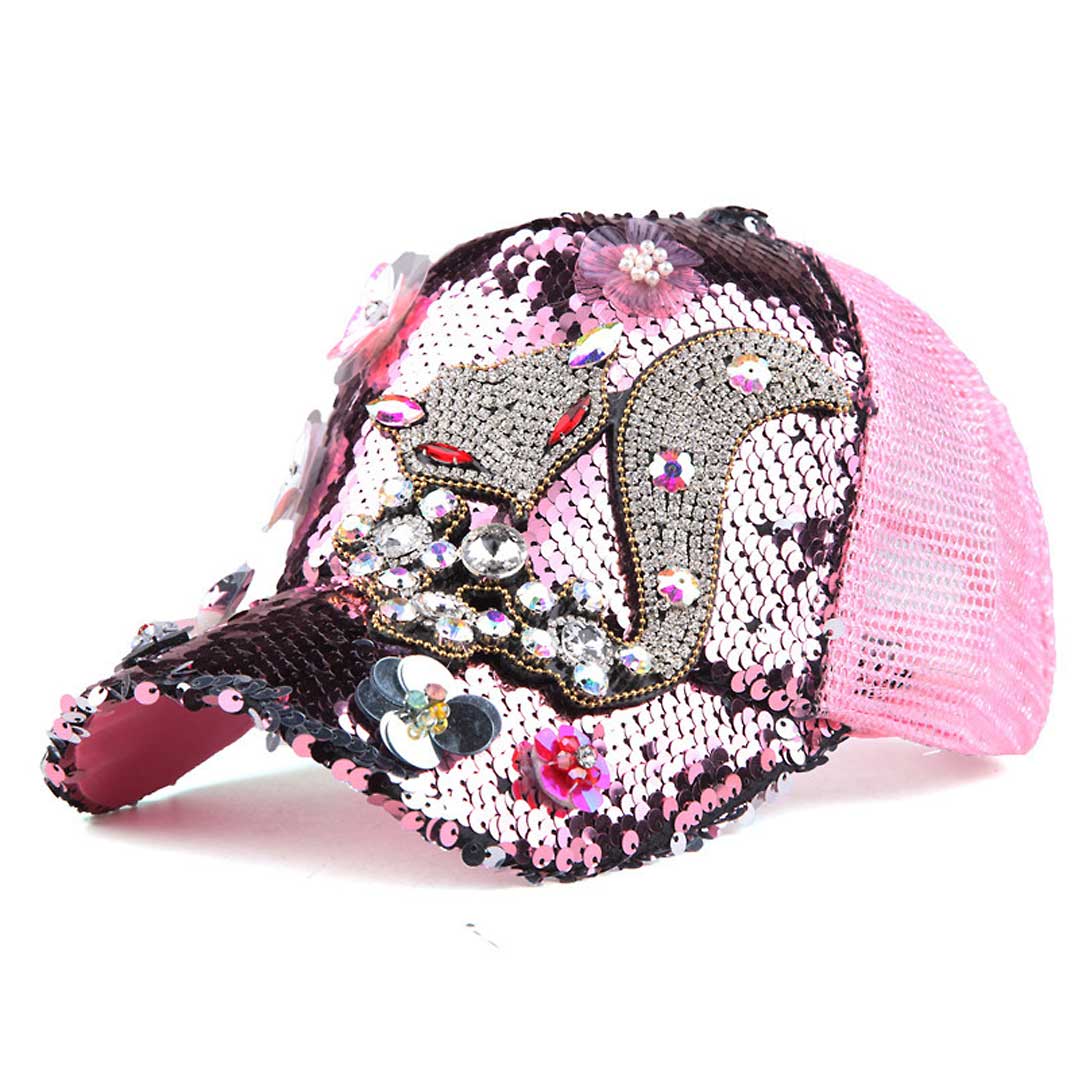 Fox Sequins Crystal Cap