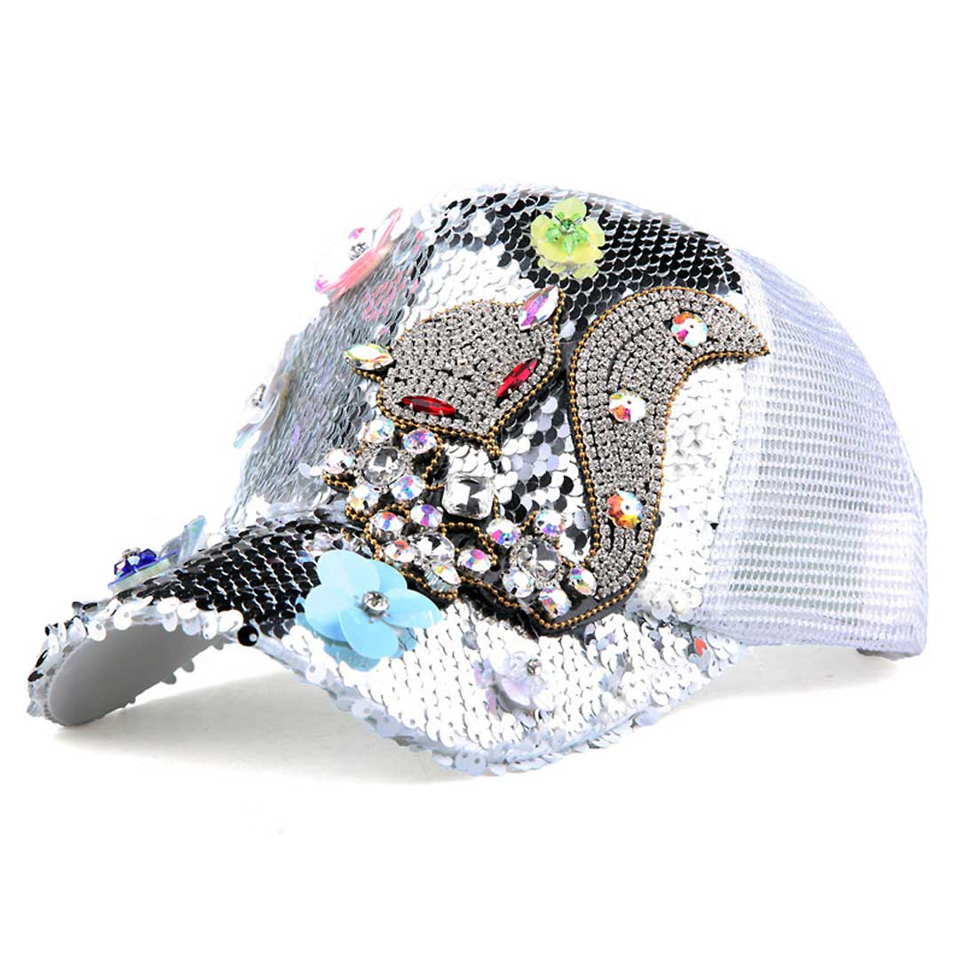 Fox Sequins Crystal Cap