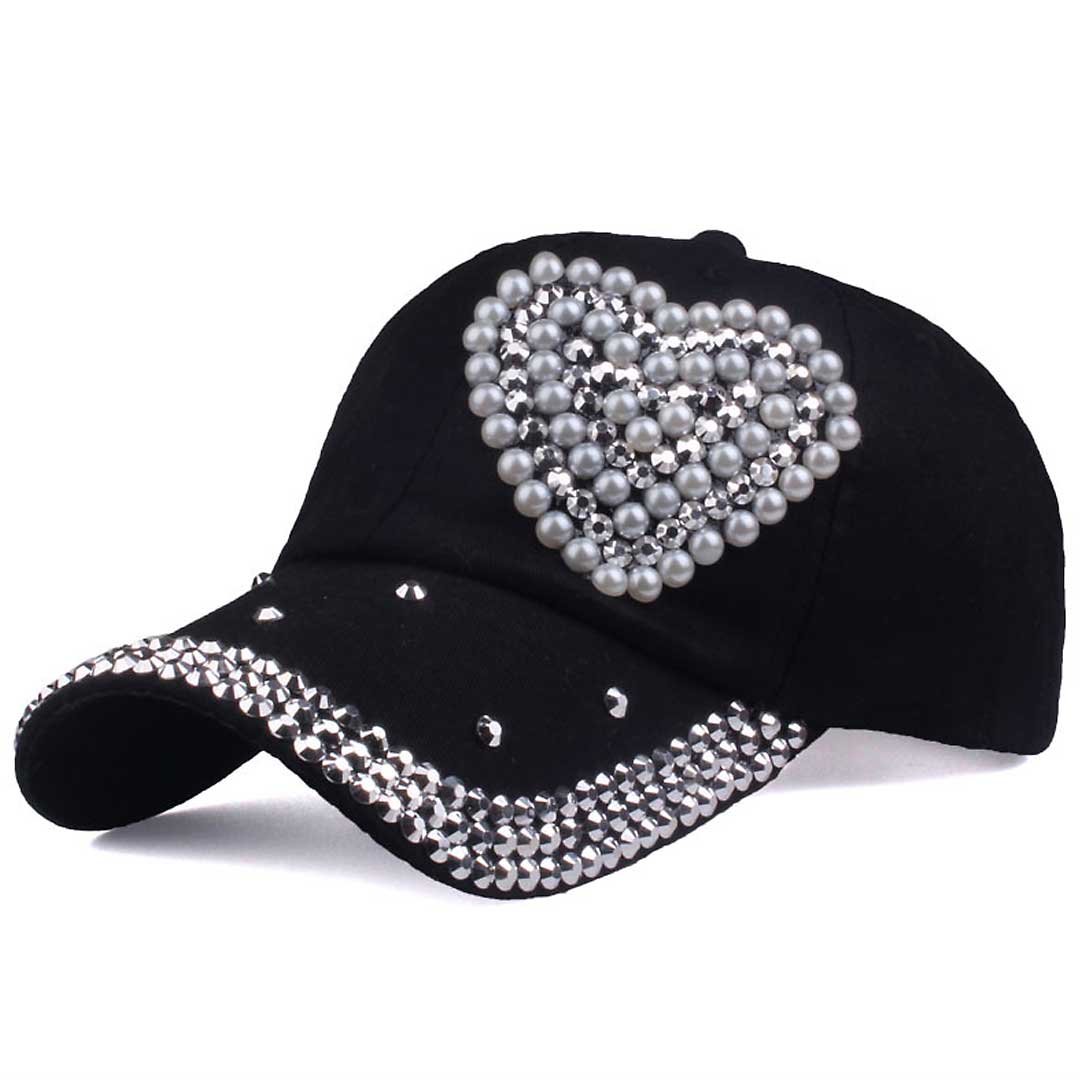 Heart Crystal Pearls Cap