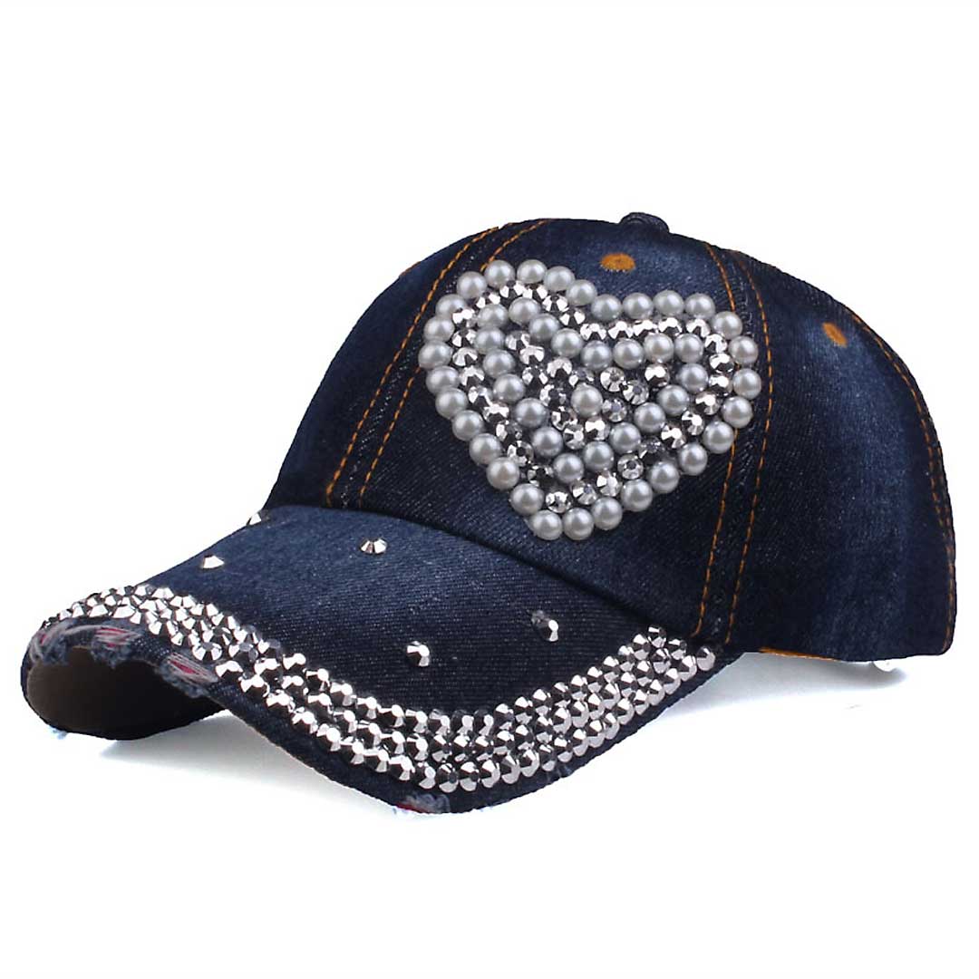 Heart Crystal Pearls Cap