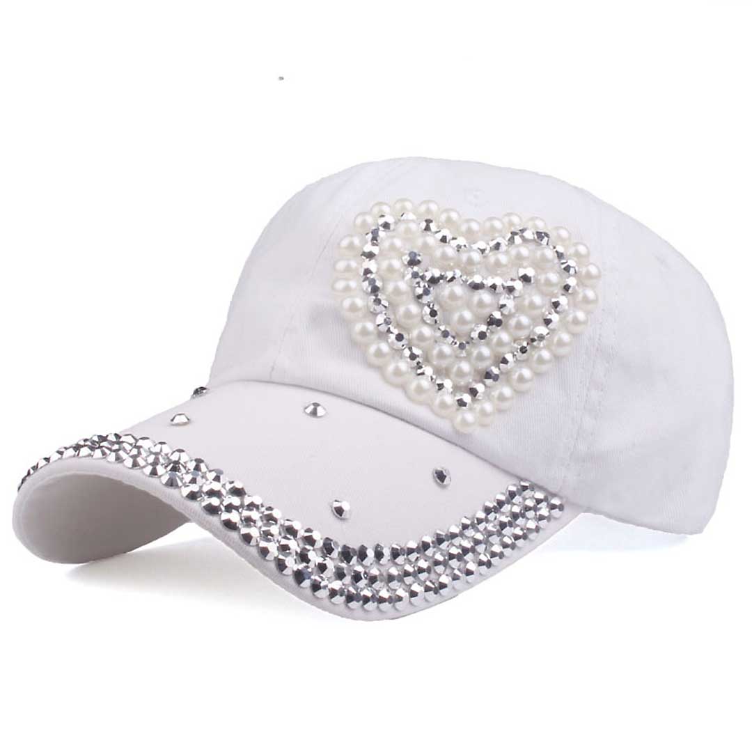 Heart Crystal Pearls Cap