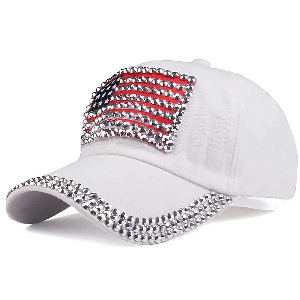 Sparkle Crystal USA Flag Cap