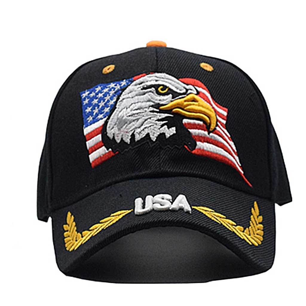 Embroidered Bald Eagle USA Flag Cap