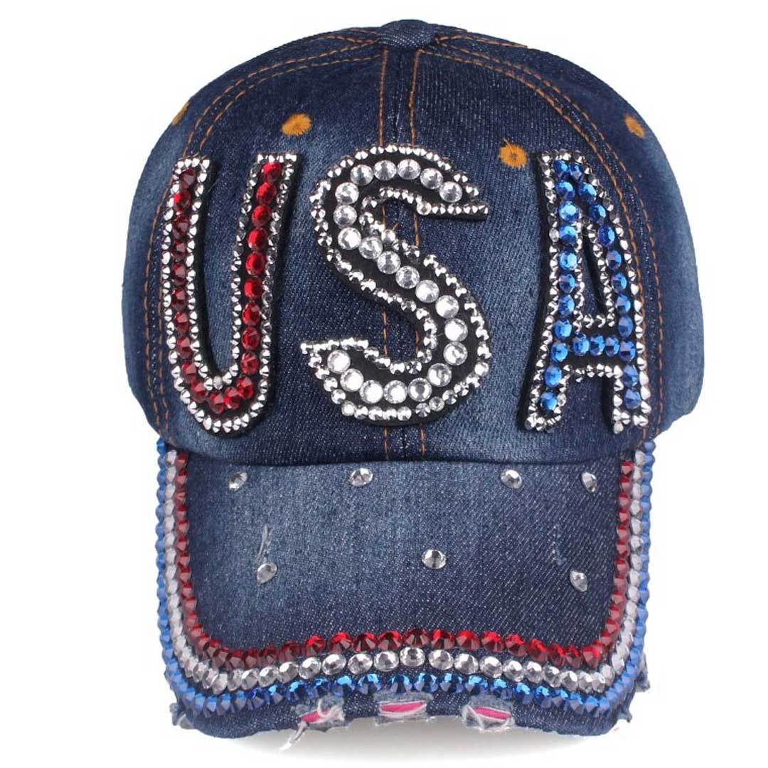 Handmade Crystal USA Cap