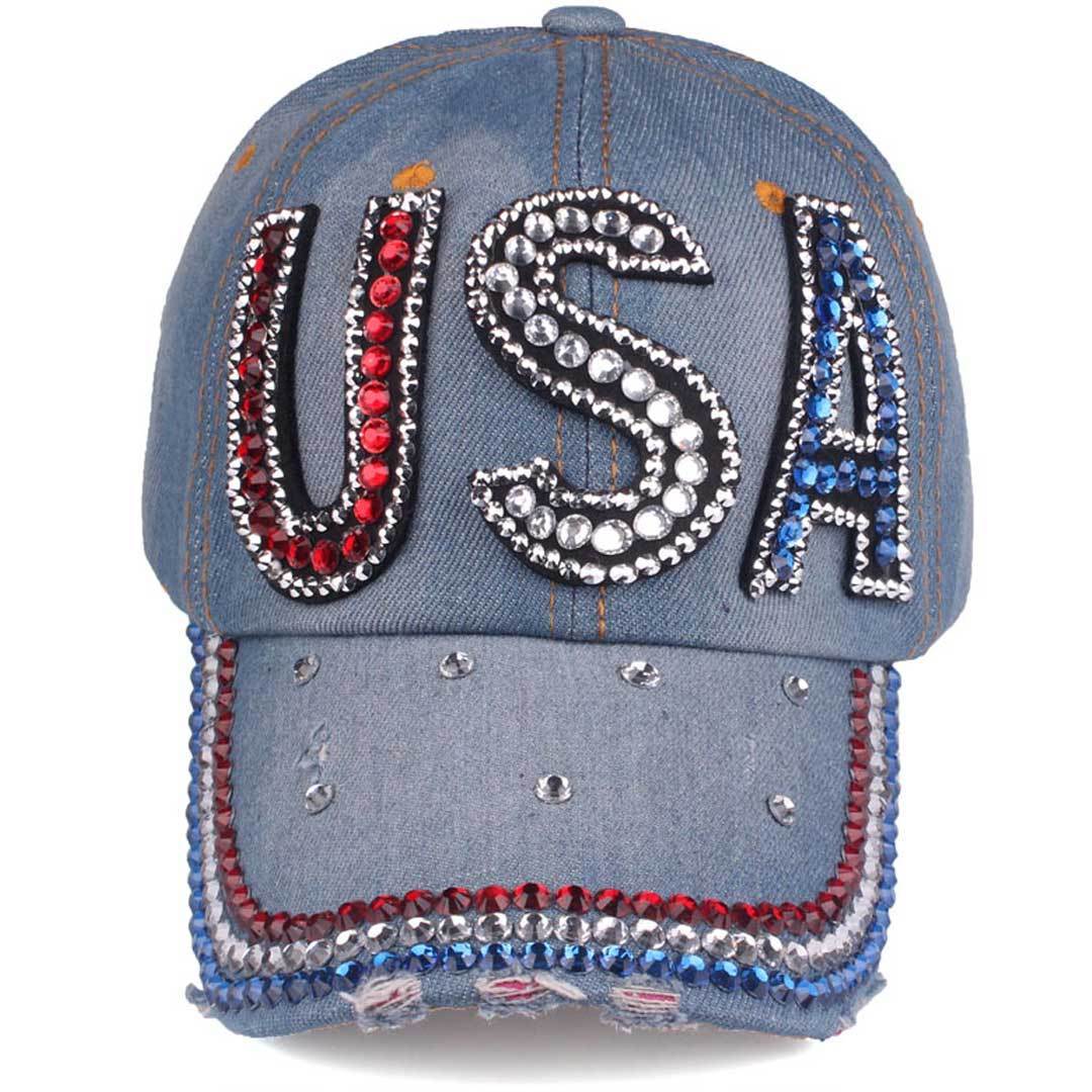 Handmade Crystal USA Cap